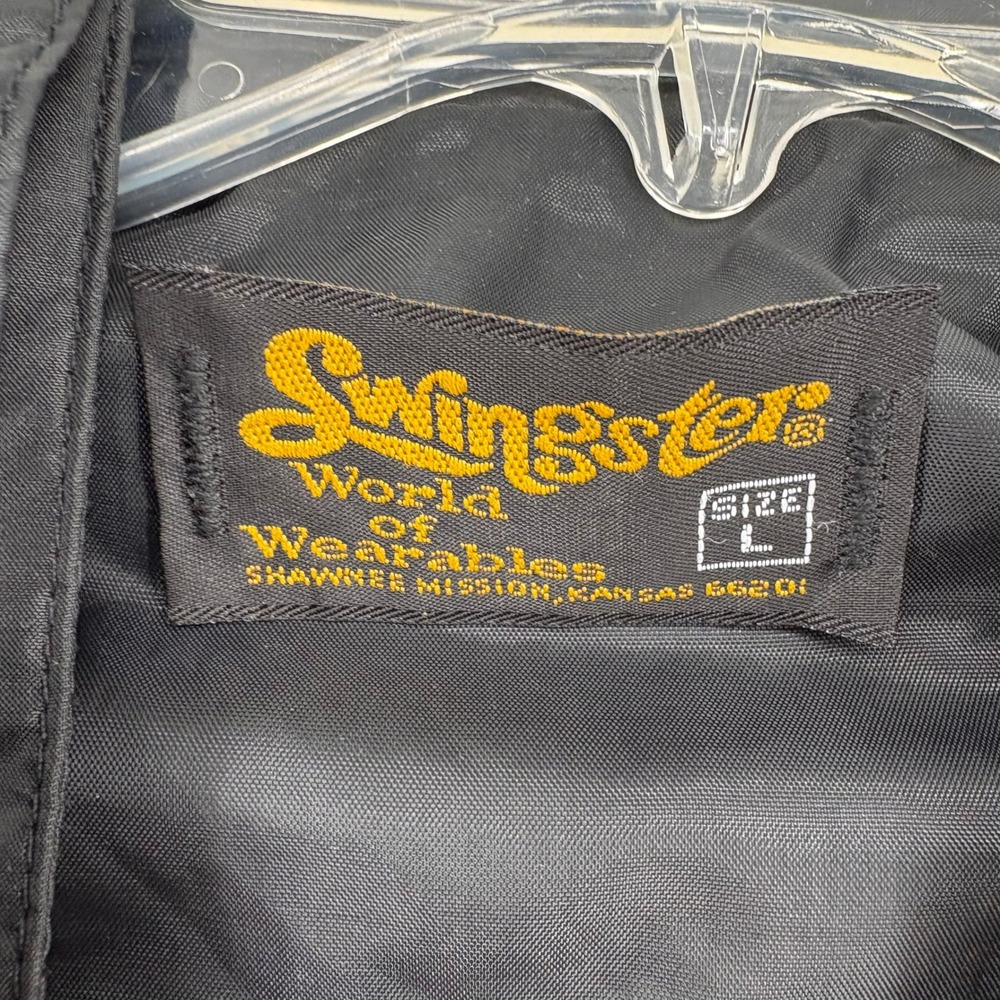 Swingster Bomber Jacket Mens Large Jacket Black Mac Tools Vintage Epaulets L - Picture 2 of 7
